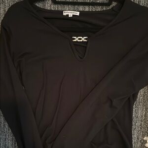 Reformation Black Long Sleeve Cut Out Blouse